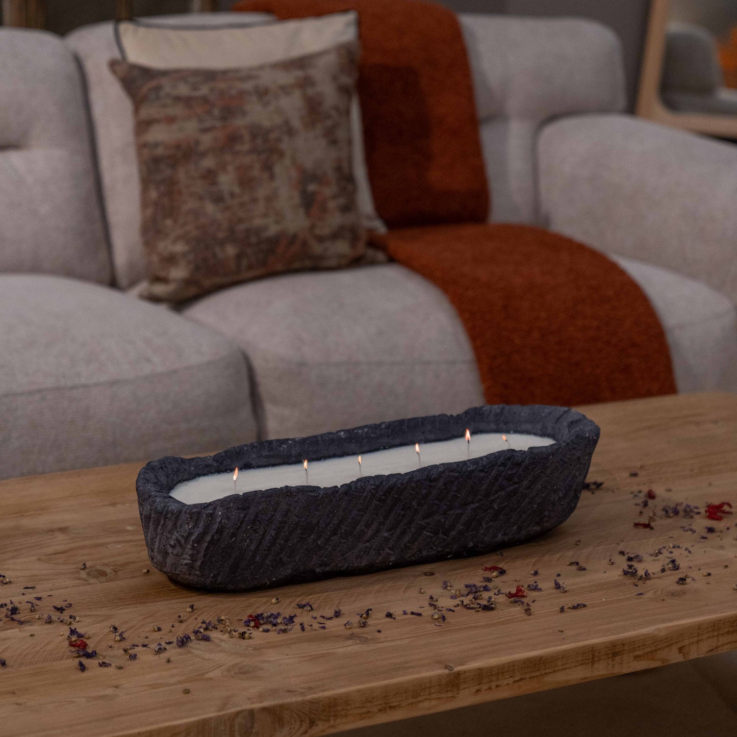 Glow Limestone & Soya Wax Oval Loaf Bowl Candle
