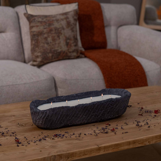 Glow Limestone & Soya Wax Oval Loaf Bowl Candle