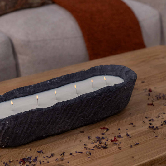 Glow Limestone & Soya Wax Oval Loaf Bowl Candle