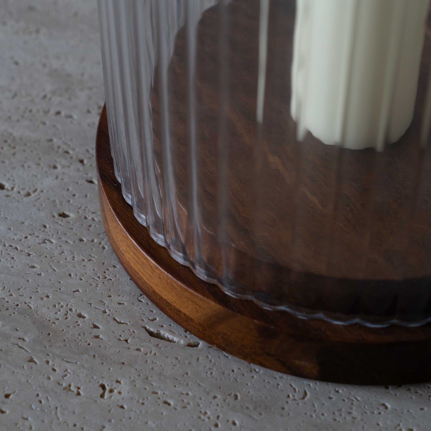 Wood & Glass Candle Holder