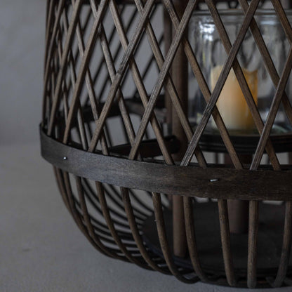 Classic Dark Wood Candle Holder | Lantern with Glass