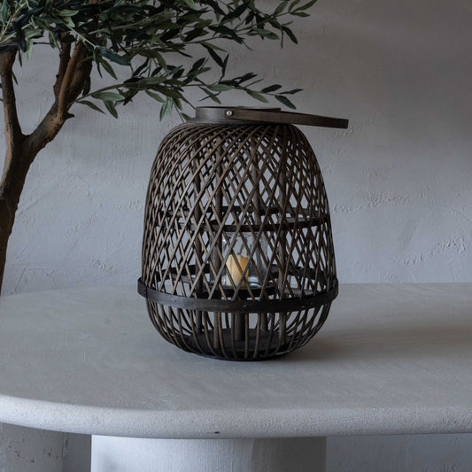 Classic Dark Wood Candle Holder | Lantern with Glass