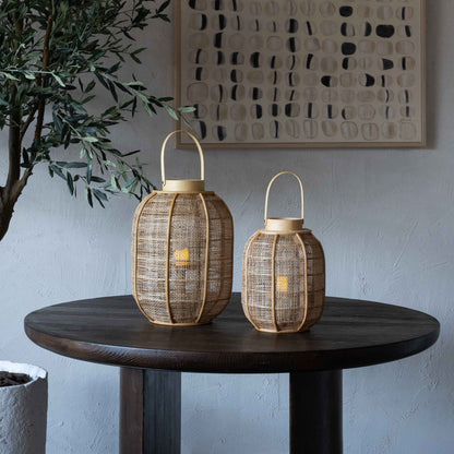 Classic Bamboo Rattan Candle Holder | Lantern with Glass