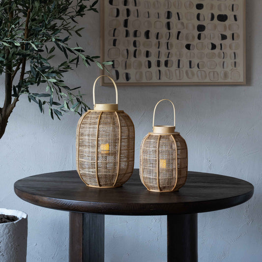 Classic Bamboo Rattan Candle Holder | Lantern with Glass