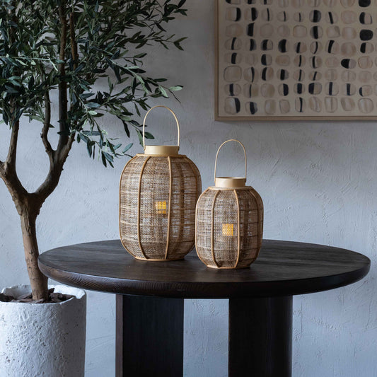 Classic Bamboo Rattan Candle Holder | Lantern with Glass