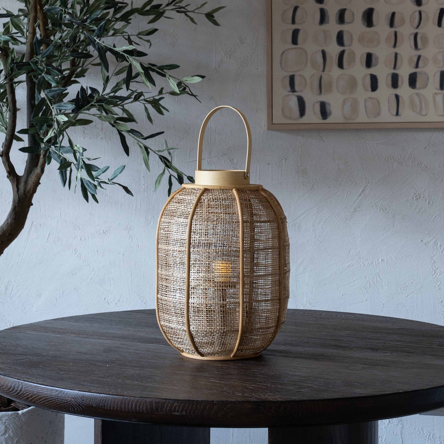 Classic Bamboo Rattan Candle Holder | Lantern with Glass