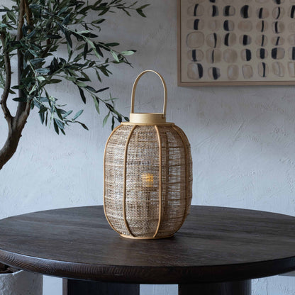 Classic Bamboo Rattan Candle Holder | Lantern with Glass