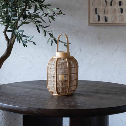 Classic Bamboo Rattan Candle Holder | Lantern with Glass